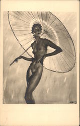 Nude Woman with Parasol Women Postcard Postcard