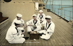 Playing Cards on a Man O' War Postcard