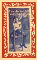 A Man is But a Man, but a Cigarette is a Smoke Comic, Funny Postcard Postcard