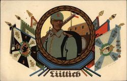 Luttich - German Military Flags Postcard