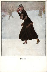 Woman Walking in Snow in Fur Coat Postcard