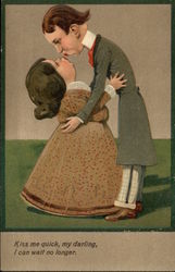 Kiss me quick, my darling, I can wait no longer Couples Postcard Postcard