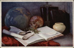 Still Life Scene With Skull Death Postcard Postcard