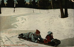 A Young Enthusiast, Rosedale, Toronto, Canada - Sledding Children Postcard Postcard