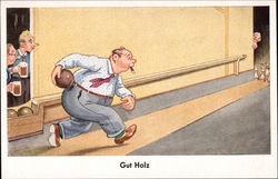 Fat Man Bowling Postcard