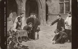 Boys Shooting Marbles in Courtyard Postcard Postcard