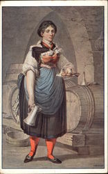 Woman Serving in a Tavern Postcard