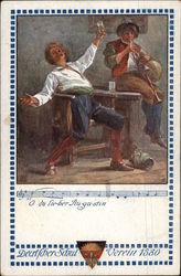 Musicians, Drinking, Song Lyrics Austria Postcard Postcard