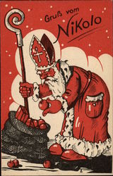 Santa Claus Packing His Bag Postcard Postcard