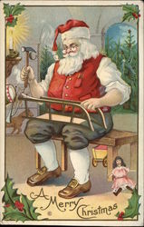 A Merry Christmas with Santa and Toys Santa Claus Postcard Postcard