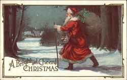 A Bright and Cheery Christmas Santa Claus Postcard Postcard