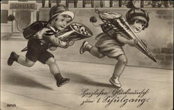 Children Running with Gifts Postcard