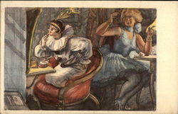 Two Women in Costumes Applying Make-up Postcard Postcard