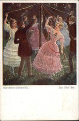 Couples Dancing around the May Pole Postcard