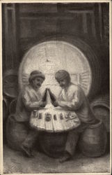 Men Drinking/Skull Postcard