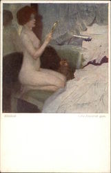 Nude Woman Looking in a Hand Mirror Postcard