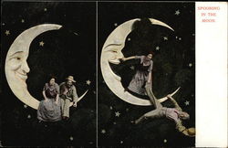 Spooning in the Moon Couples Postcard Postcard