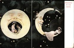 Spooning in the Moon Couples Postcard Postcard