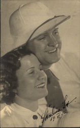 1936 Signed Photo, Actors? Man in Pith Helmet, Woman Postcard