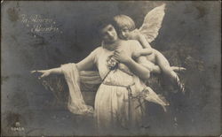 Little Angel Embracing Woman Postcard