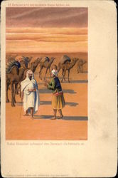 Arab Men with Camels in the Desert Postcard