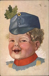 Young Boy in Blue Uniform with Oak Leaves in Cap Postcard