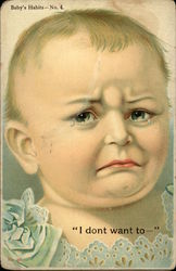 Babie's Habits, No. 4, "I don't Want to -" Babies Postcard Postcard