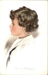 "Our Sunshine" - Profile Portrait of a Young Boy with Black Curls Boys Postcard Postcard