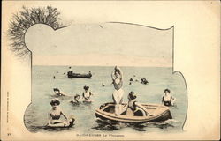 "Bathers Diving" - Boats & Women in the Water Postcard