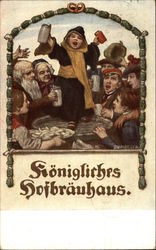 German Boy and Group of People Breweriana Postcard Postcard