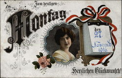 Zum heutigen Montag herzlichen Glückwunsch. (Monday) Days of the Week Postcard Postcard