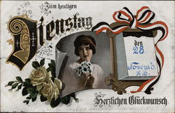 Zum heutigen Dienstag herzlichen Glückwunsch. (Tuesday) Days of the Week Postcard Postcard