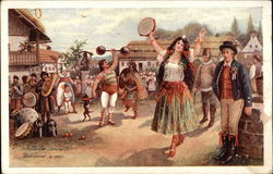 Circus Parade on the Streets Postcard