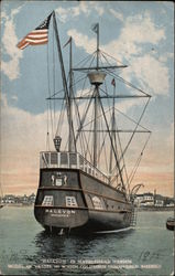 "Halcyon" in Marblehead Harbor - Model of Columbus' Vessel Postcard