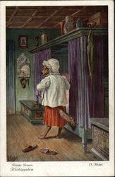 The Big Bad Wolf Dressing as Granny Nursery Rhymes Postcard Postcard