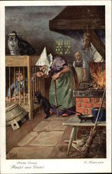 Hansel and Gretel with the Witch Fairy Tales Postcard Postcard