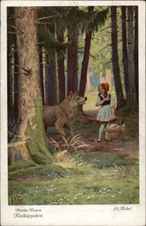 Rotkäppchen. Brüder Grimm. (Little Red Riding Hood, Brothers Grimm) Postcard