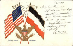 United States Flag and the Flag of Germany Postcard