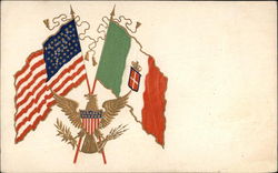 USA Flag and Royal Italian Army Flag Flags Postcard Postcard