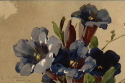 Watercolor of Large Blue Flowers Postcard Postcard