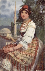 Bosnian Woman in Traditional Clothing Postcard Postcard