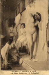 Nude Women in Bath House Risque & Nude Postcard Postcard