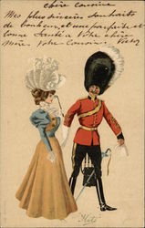 Soldier and Lady in Formal Attire Postcard