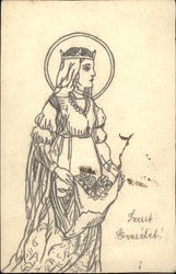 Sketch of Medieval Woman of Royalty Postcard