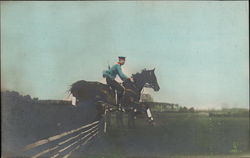 Rider and Horse Jumping Fence Postcard