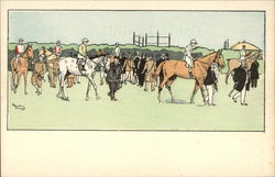 Horses & Riders Preparing to Race Postcard