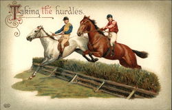 "Taking the Hurdles" - Horse Jumping Horses Postcard Postcard