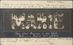 "Marie" in Letters with Faces Postcard