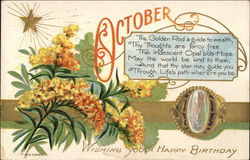 October, Wishing You a Happy Birthday Postcard