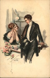 Romantic Couple in Formal Attire Couples Postcard Postcard